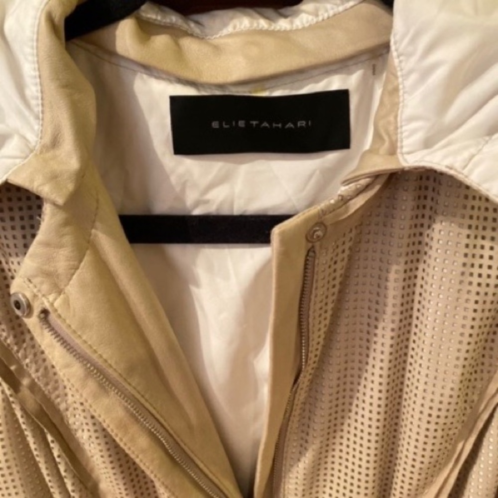 🤩Elie Tahari SzS/P Pale Khaki Glove Leather Vest - Picture 3 of 6